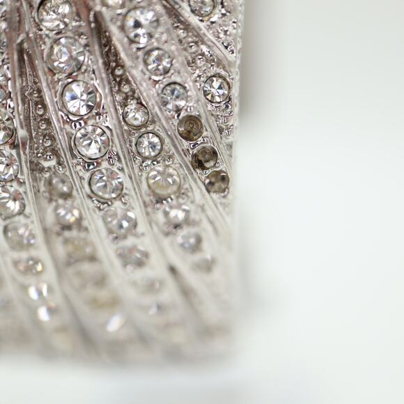 Victoria Wieck Pave Crystal Jewel Cuff Watch 35mm Hidden MOP Dial w New Battery main image 9